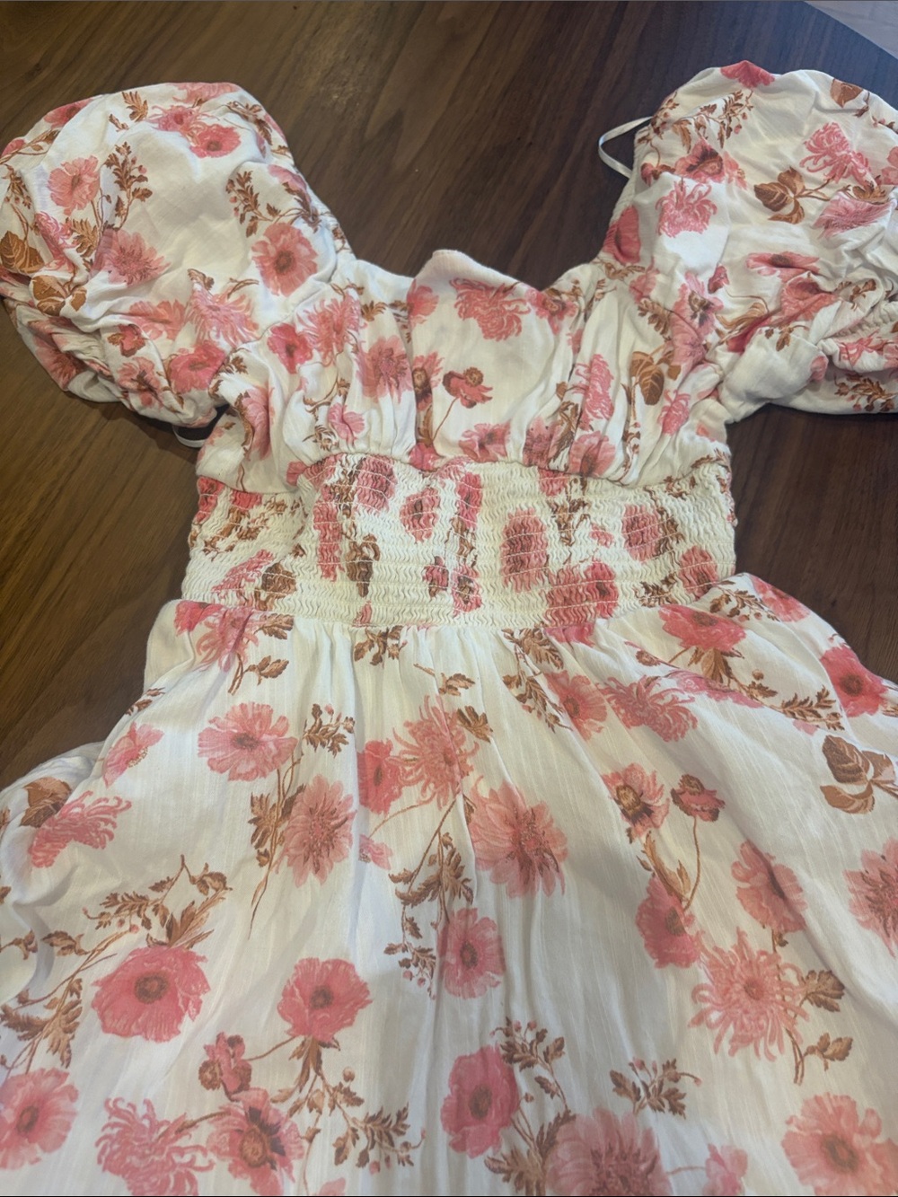bp White Floral Sundress with Pink Blooms